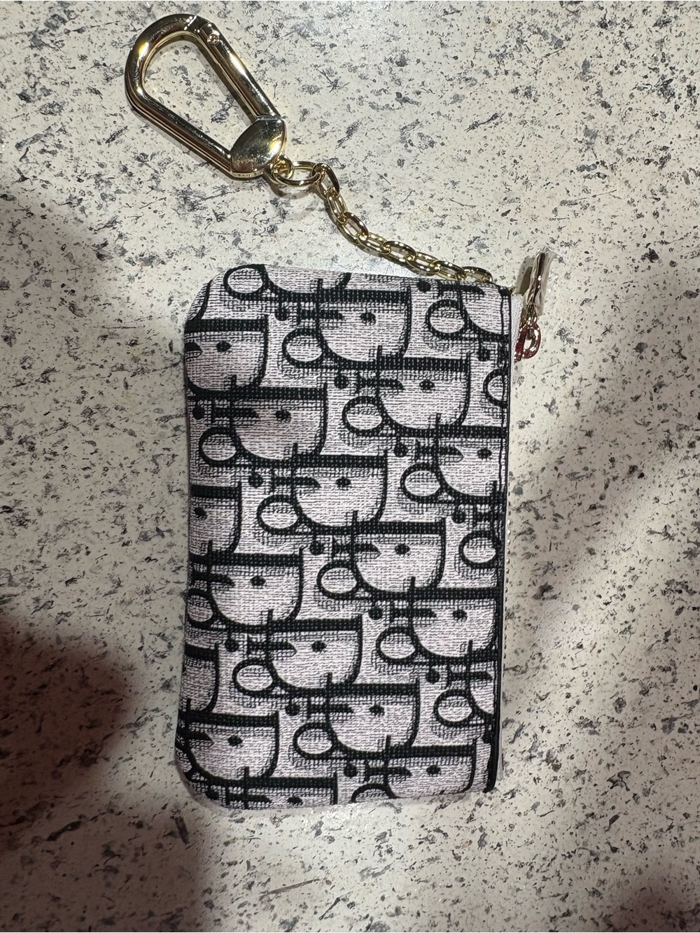 Source Unknown Black and White Patterned Keychain Card Pouch